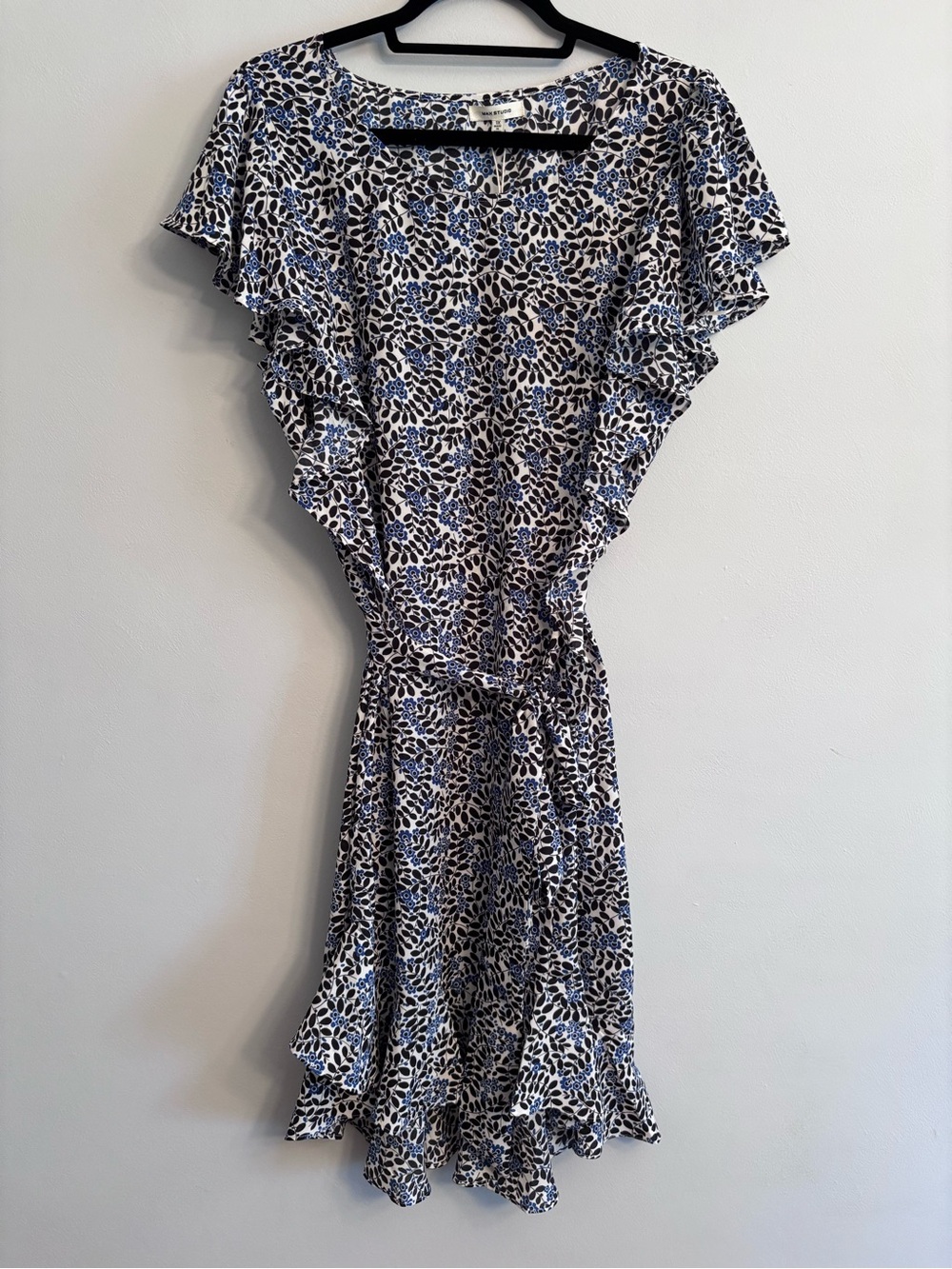NWT Max Studio Blue & White Floral Ruffle Midi Dress